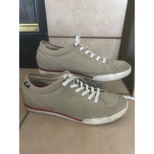 Cat Mens Beige fabric/Suede uppers Lace Up Sneakers Shoes 10.5 M